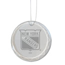 3.25in Round Glass Ornament, Etched, New York Rangers