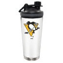 24oz White Stainless Steel Beverage Shaker Bottle, Direct Print, Pittsburgh Penguins