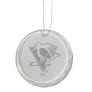 3.25in Round Glass Ornament, Etched, Pittsburgh Penguins