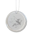 3.25in Round Glass Ornament, Etched, San Jose Sharks