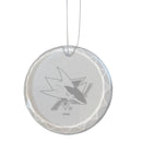 3.25in Round Glass Ornament, Etched, San Jose Sharks