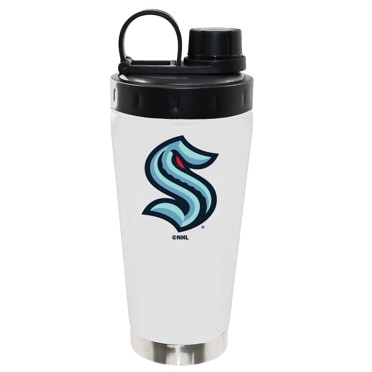 22oz White Stainless Steel Beverage Blender Bottle, Direct Print, Seattle Kraken