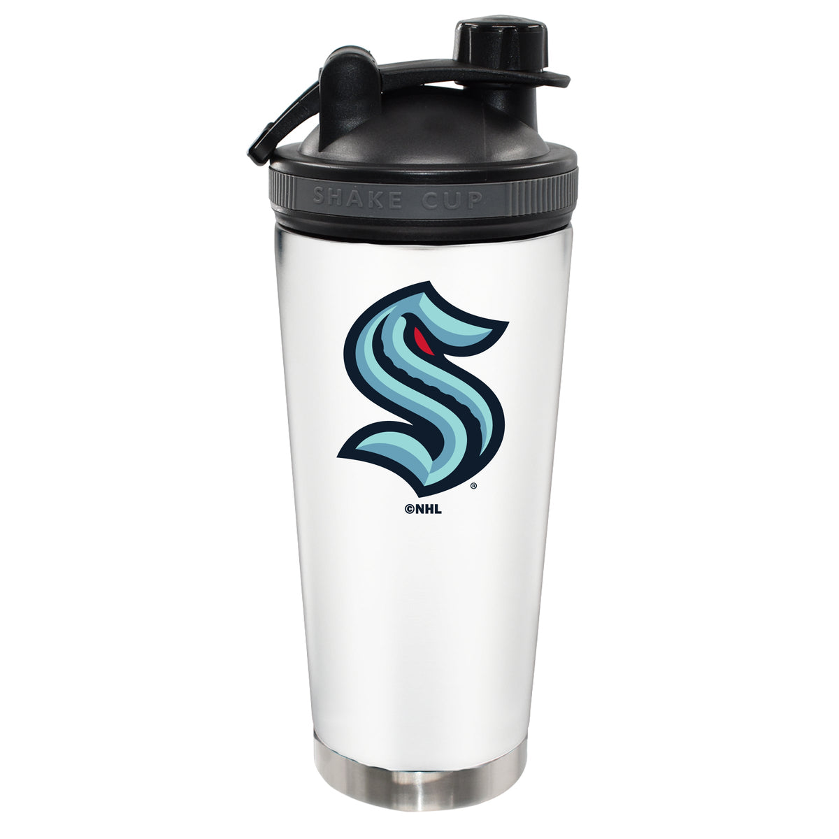 24oz White Stainless Steel Beverage Shaker Bottle, Direct Print, Seattle Kraken