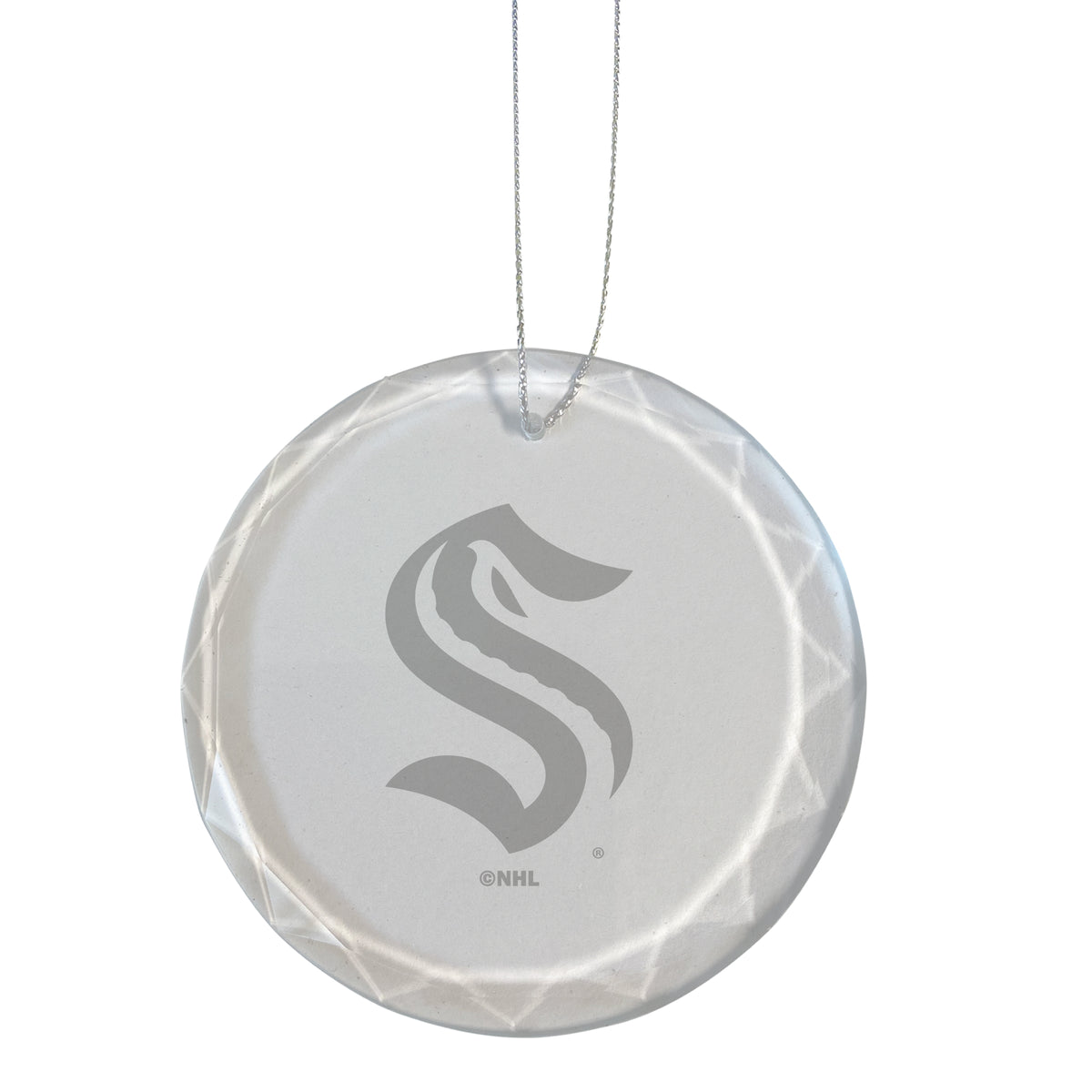 3.25in Round Glass Ornament, Etched, Seattle Kraken