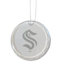 3.25in Round Glass Ornament, Etched, Seattle Kraken