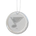 3.25in Round Glass Ornament, Etched, St. Louis Blues