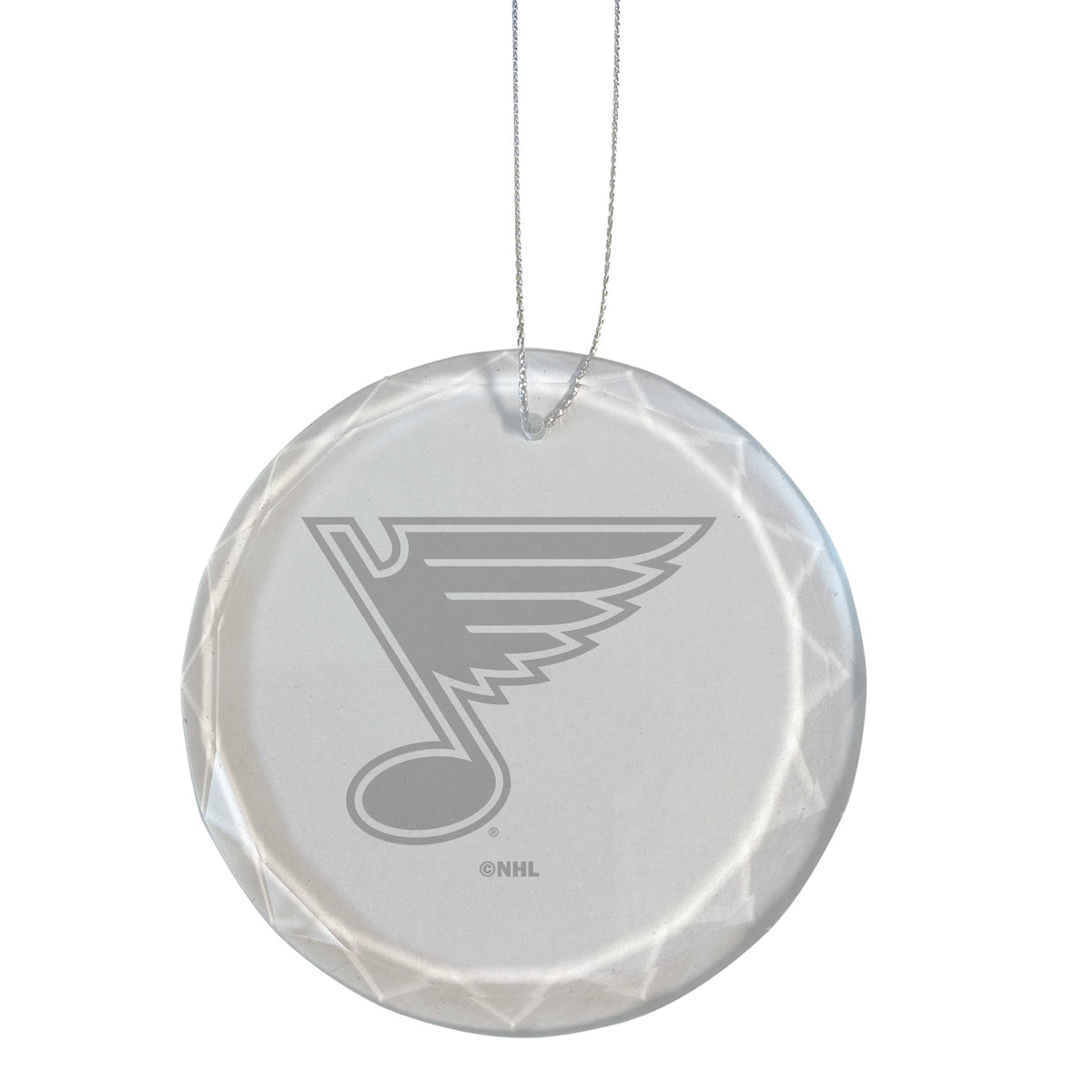 3.25in Round Glass Ornament, Etched, St. Louis Blues