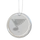 3.25in Round Glass Ornament, Etched, St. Louis Blues