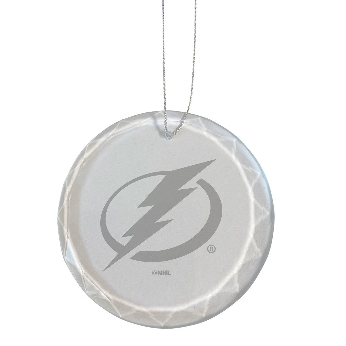 3.25in Round Glass Ornament, Etched, Tampa Bay Lightning