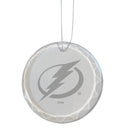 3.25in Round Glass Ornament, Etched, Tampa Bay Lightning