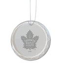 3.25in Round Glass Ornament, Etched, Toronto Maple Leafs