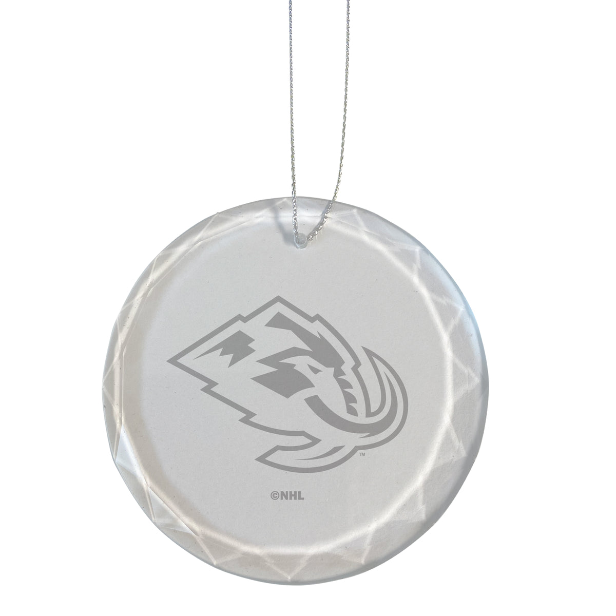3.25in Round Glass Ornament, Etched, Utah Mammoth