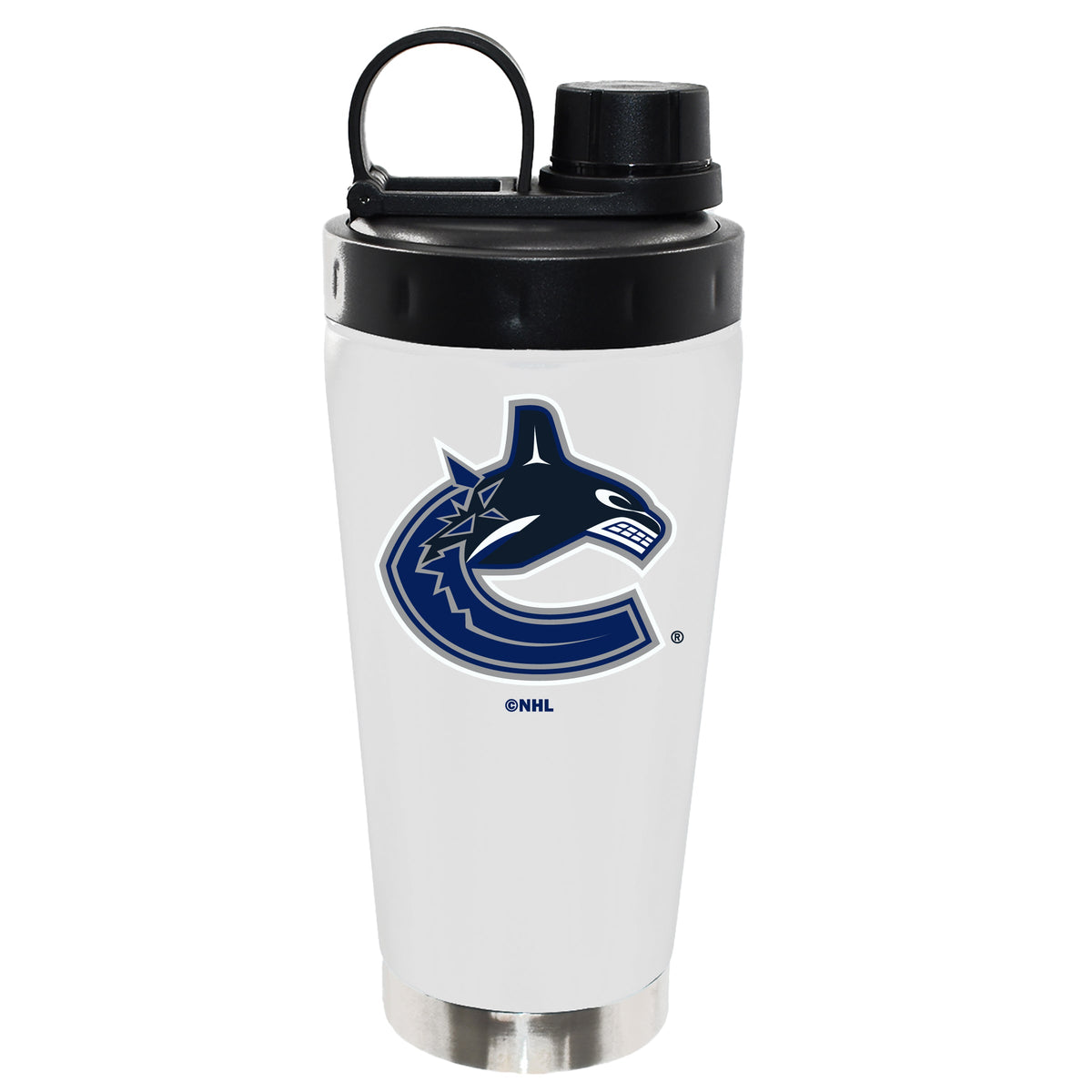 22oz White Stainless Steel Beverage Blender Bottle, Direct Print, Vancouver Canucks