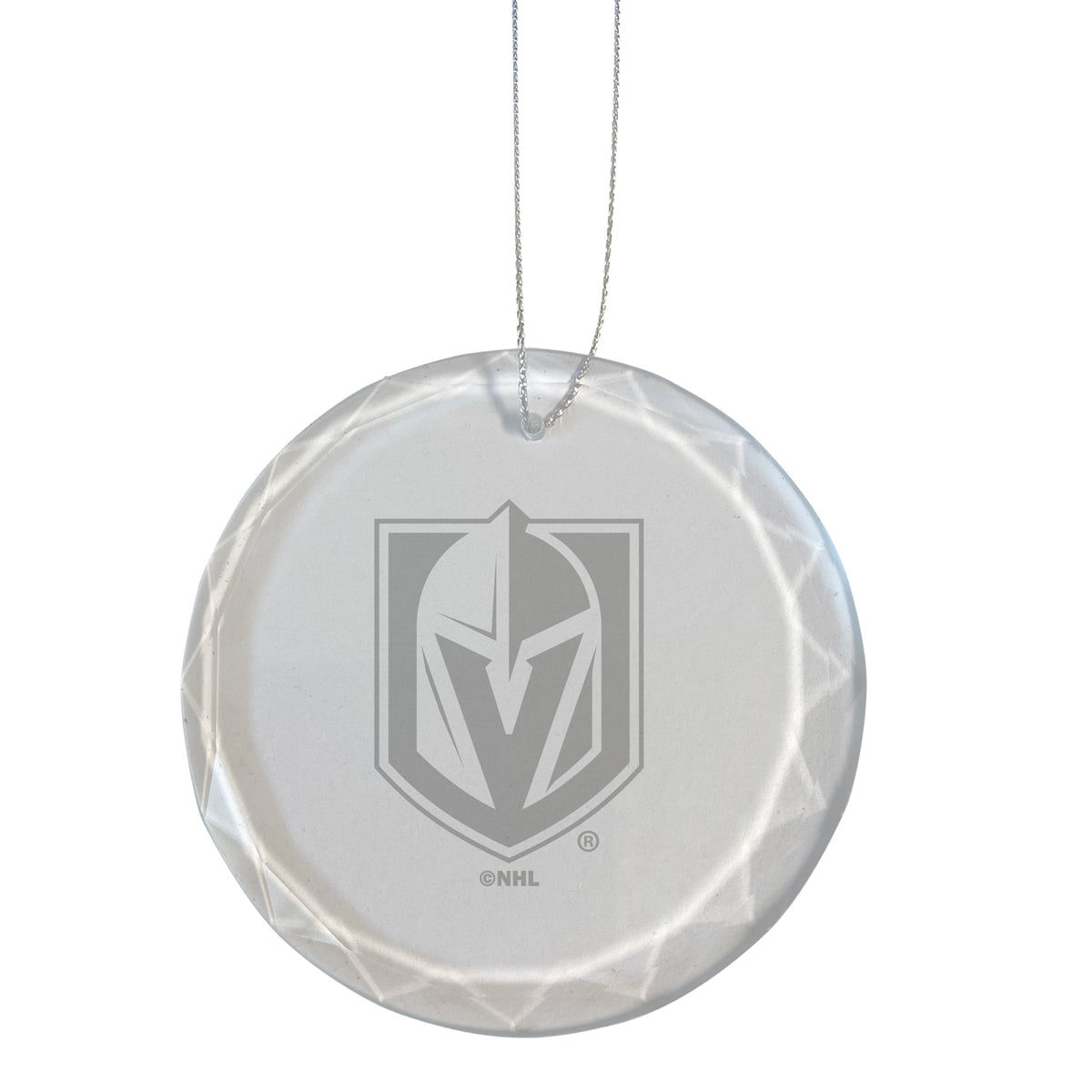 3.25in Round Glass Ornament, Etched, Vegas Golden Knights
