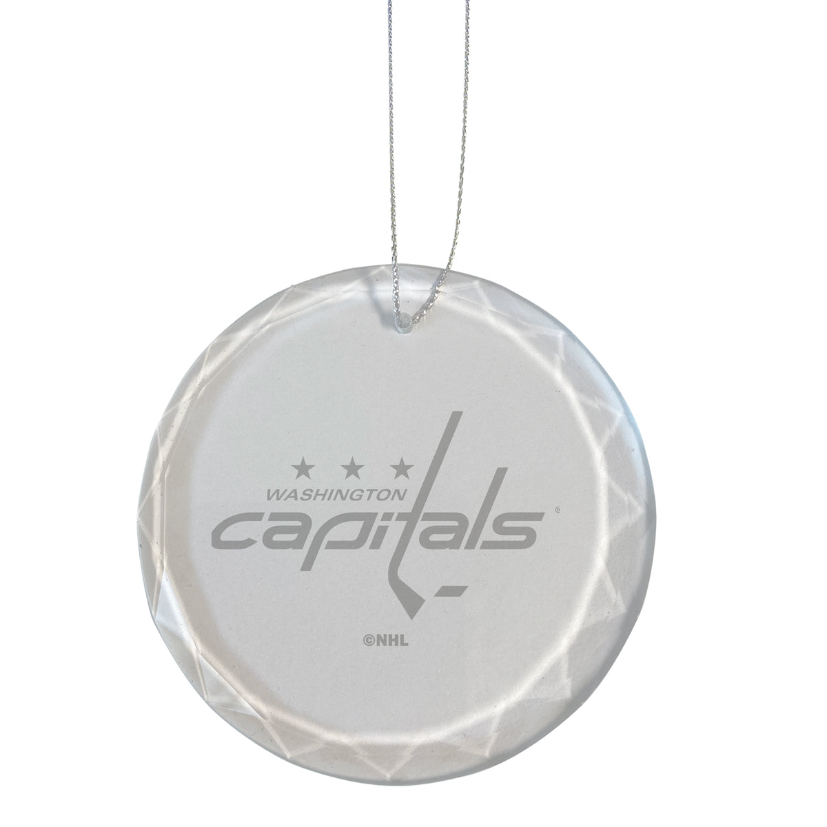 3.25in Round Glass Ornament, Etched, Washington Capitals