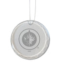 3.25in Round Glass Ornament, Etched, Winnipeg Jets