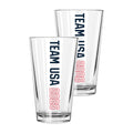 2pk 16oz Pint Glass, Direct Print, Team USA 2026 Vertical Mark Design, Team USA