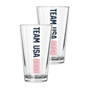 2pk 16oz Pint Glass, Direct Print, Team USA 2026 Vertical Mark Design, Team USA