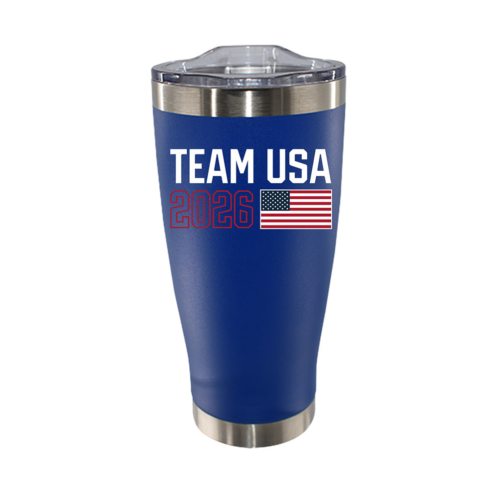 20oz Royal Blue Stainless Steel Tumbler, Direct Print, Team USA 2026 Flag Design, Team USA