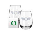 2 Pack Stemless Wine Glasses and Coaster set | University Of Oregon
