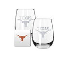 2 Pack Stemless Wine Glasses and Coaster set | University Of Texas