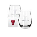 2 Pack Stemless Wine Glasses and Coaster set | Texas Tech University