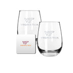 2 Pack Stemless Wine Glasses and Coaster set | Virginia Tech