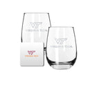 2 Pack Stemless Wine Glasses and Coaster set | Virginia Tech