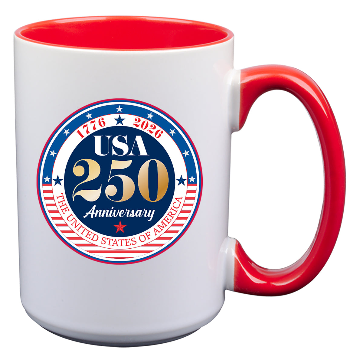 15oz White Mug with Red I/C, 250 Year Anniversary