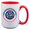 15oz White Mug with Red I/C, 250 Year Anniversary