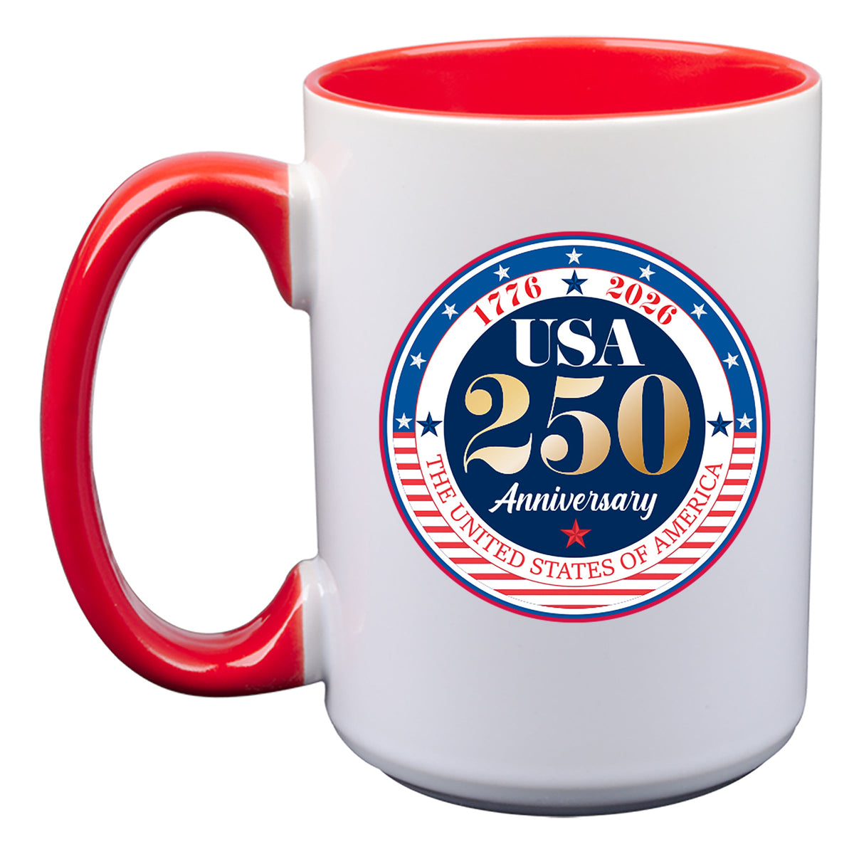 15oz White Mug with Red I/C, 250 Year Anniversary
