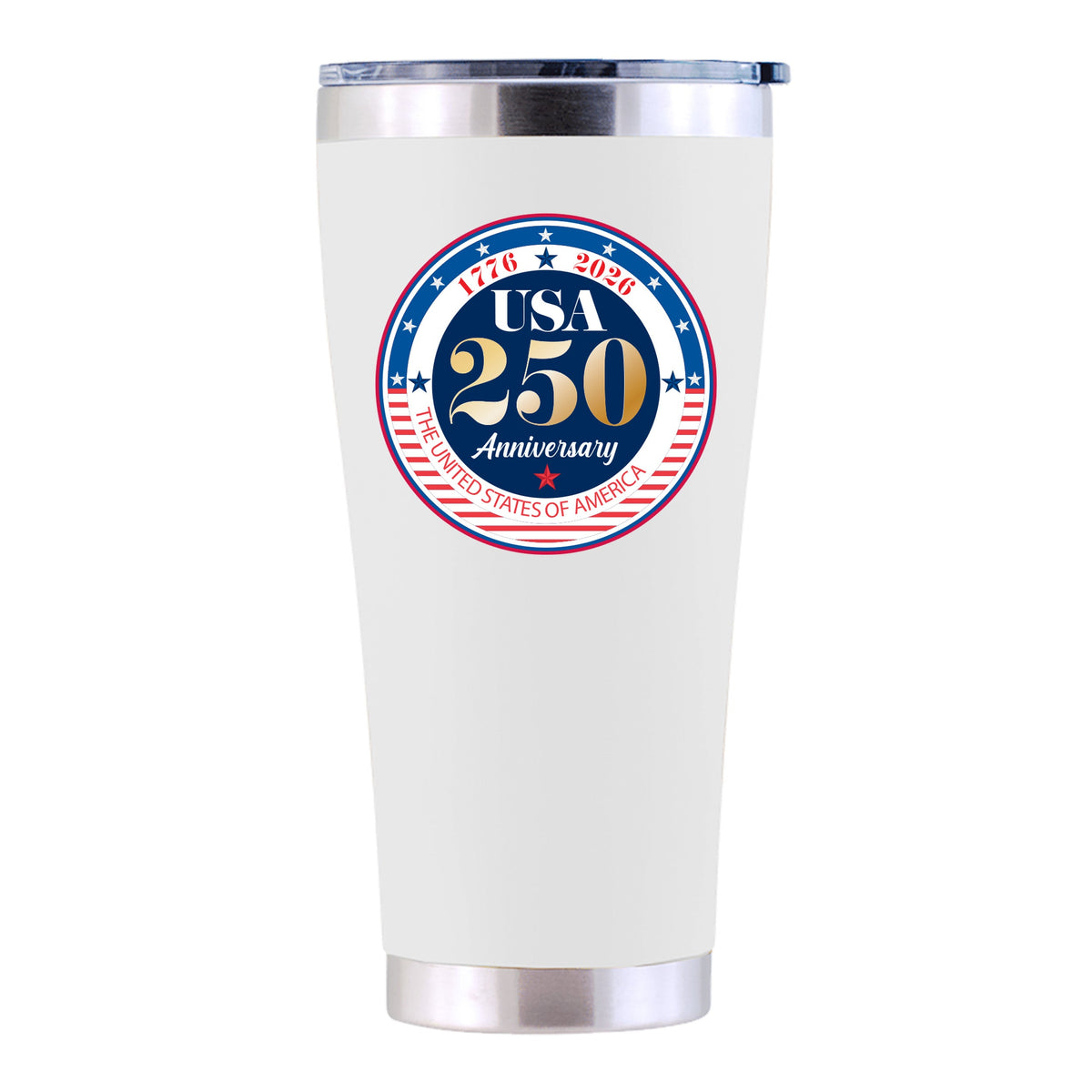 30oz Stainless Steel Tumbler, White, Direct Print, 250 Year Anniversary