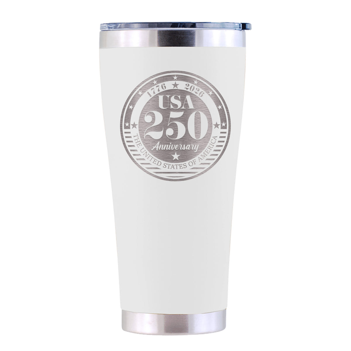 30oz Stainless Steel Tumbler, White, Etched, 250 Year Anniversary