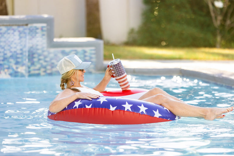 40oz. Bling Tumbler with Handle and Straw Lid | American Flag