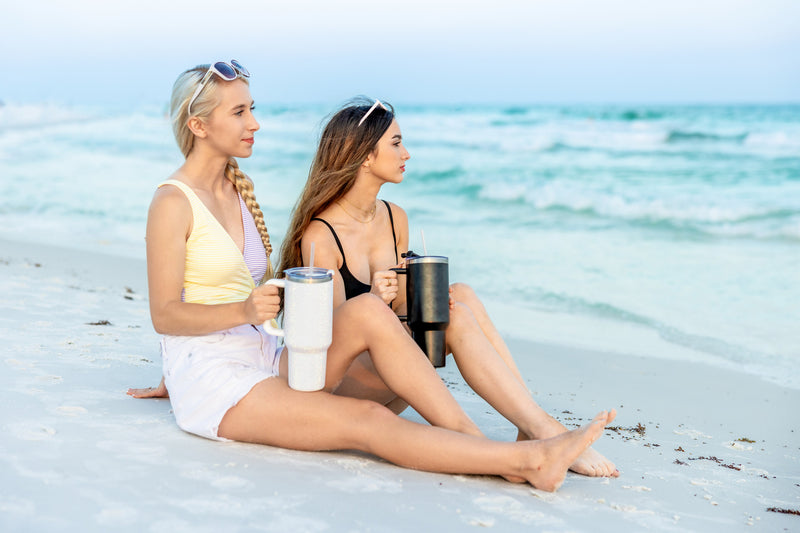 40oz. Tumbler with Handle and Straw Lid | Black Leopard