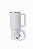 50oz. Tumbler with Handle and Straw Lid | White