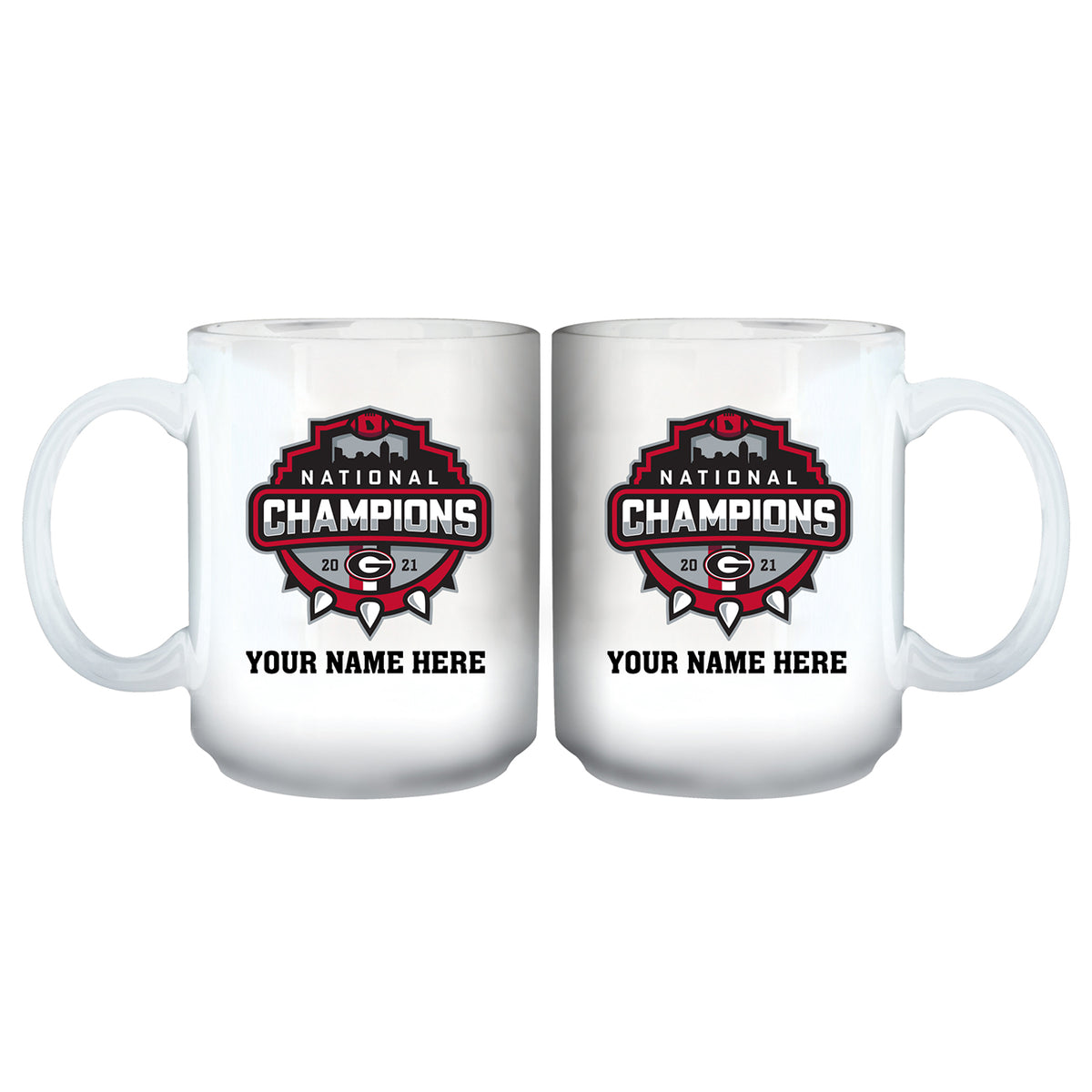 15oz Personalized White Sublimated Mug | 2021 National Champion Georgia Bulldogs