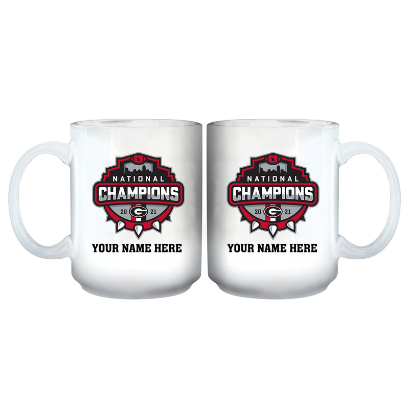 15oz Personalized White Sublimated Mug | 2021 National Champion Georgia Bulldogs