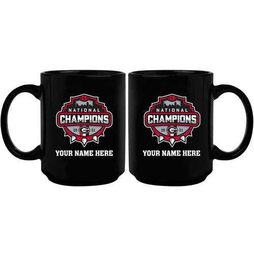 15oz Personalized Black Sublimated Mug | 2021 National Champion Georgia Bulldogs