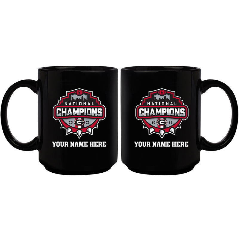 15oz Personalized Black Sublimated Mug | 2021 National Champion Georgia Bulldogs