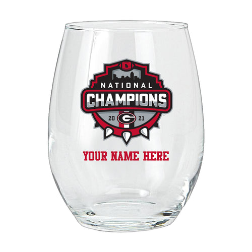 15oz Personalized Stemless Wine Glass | 2021 National Champion Georgia Bulldogs