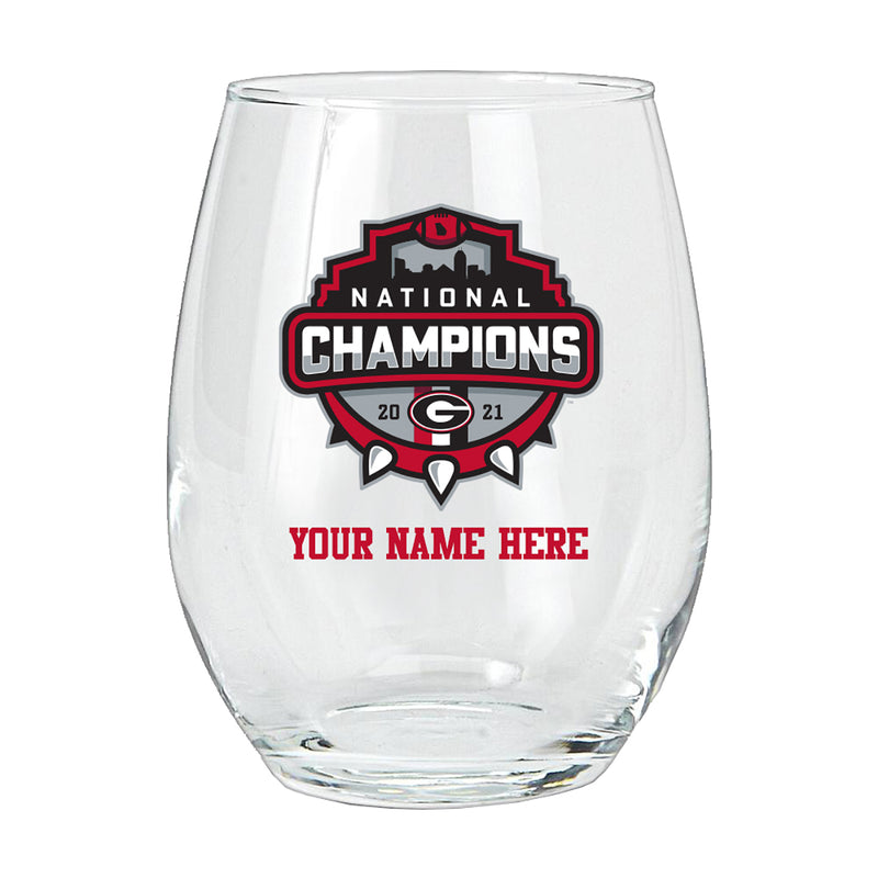 15oz Personalized Stemless Wine Glass | 2021 National Champion Georgia Bulldogs