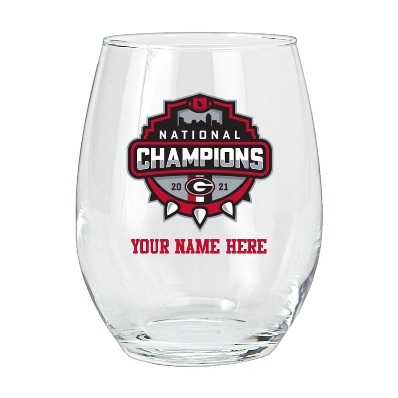 15oz Personalized Stemless Wine Glass | 2021 National Champion Georgia Bulldogs