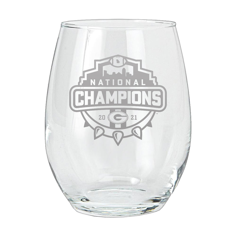 15oz Etched Stemless Wine Glass | 2021 National Champion