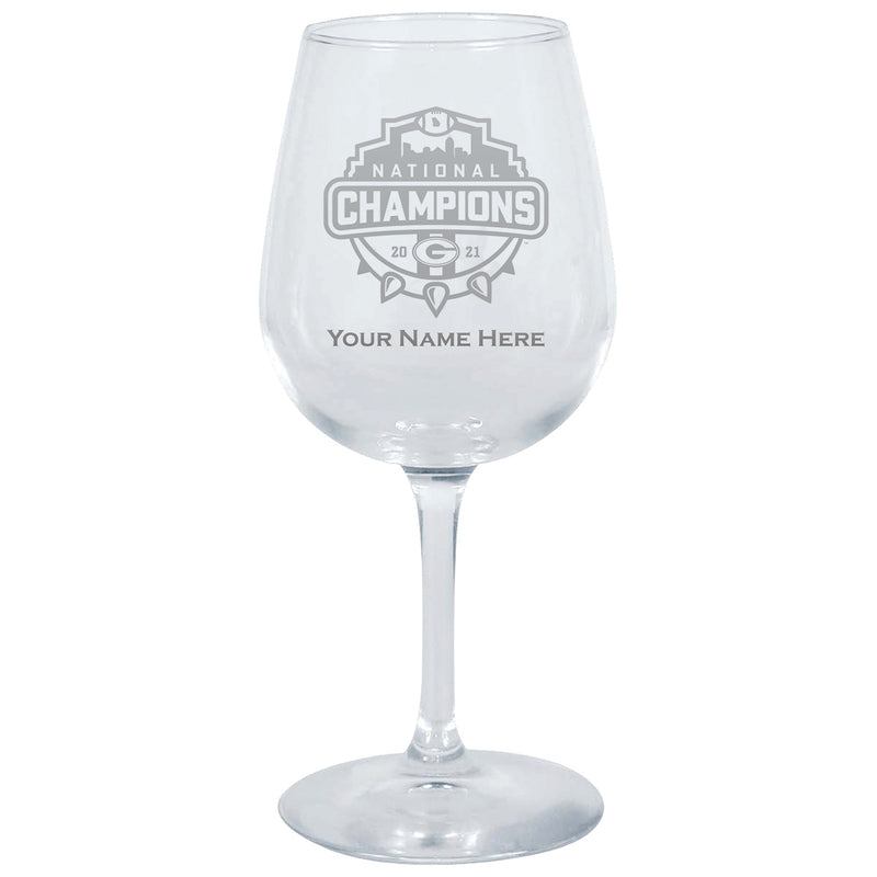 15oz Personalized Etched Stemmed Wine Glass | 2021 National Champion Georgia Bulldogs