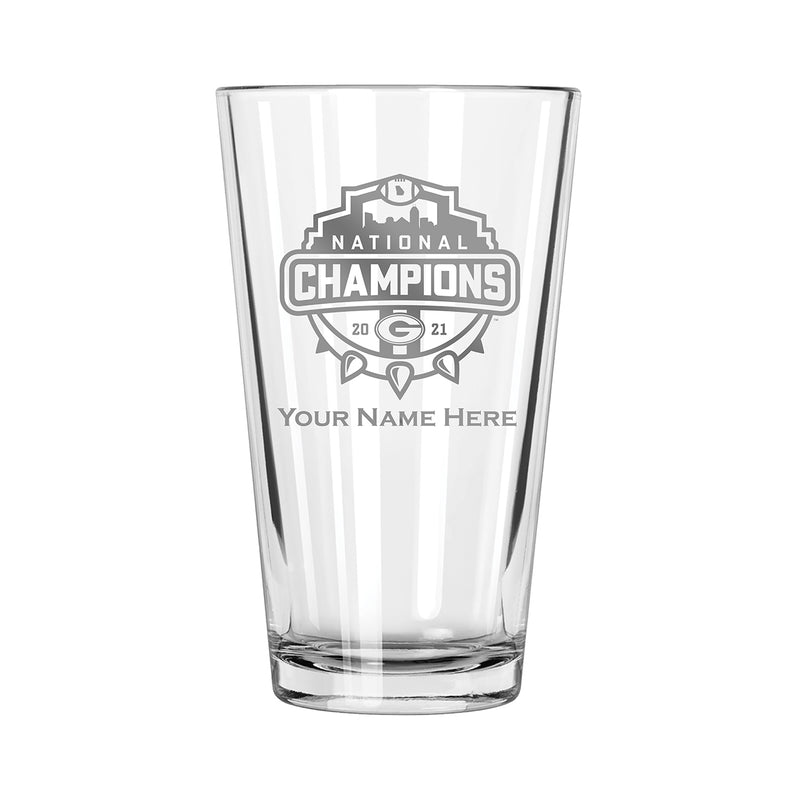 17oz Personalized Etched Mixing Glass | 2021 National Champion Georgia Bulldogs