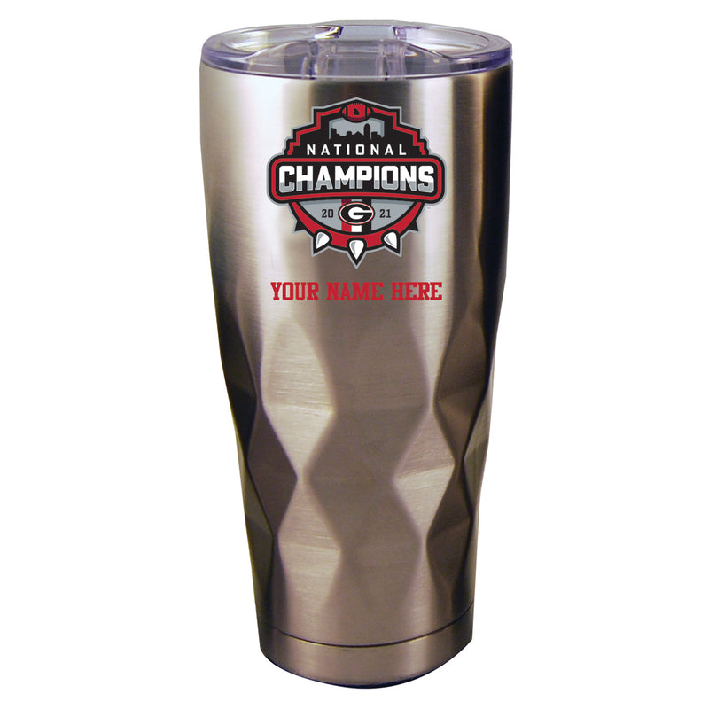 22oz Personalized Stainless Steel Diamond Tumbler | 2021 National Champion Georgia Bulldogs
