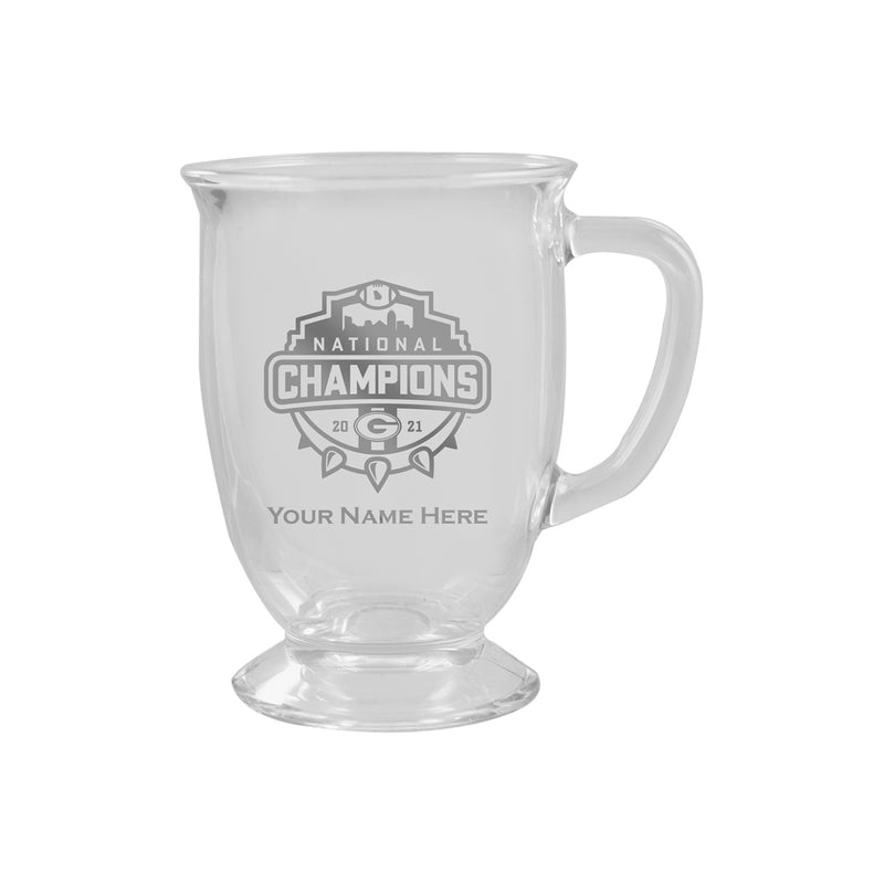 16oz Personalized Etched Café Glass | 2021 National Champion Georgia Bulldogs