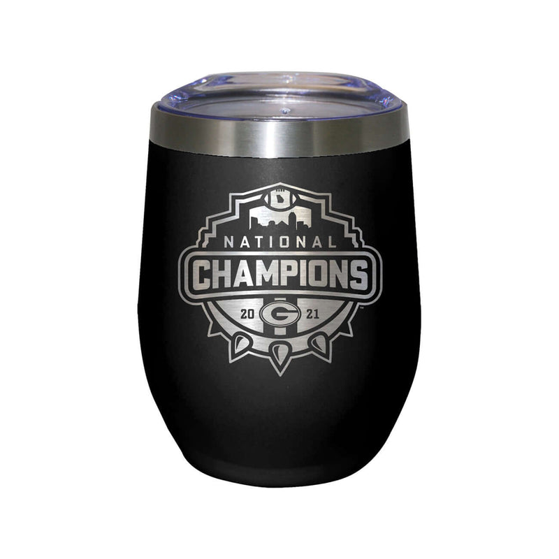 12oz Black Etched Stainless Steel Stemless Tumbler | 2021 National Champion