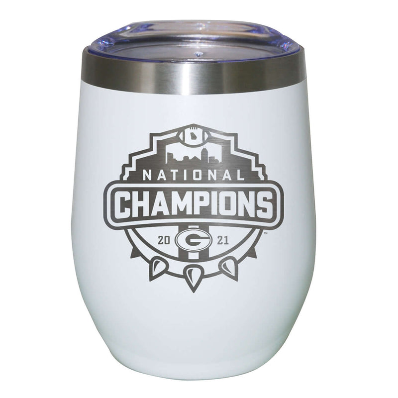 12oz White Etched Stainless Steel Stemless Tumbler | 2021 National Champion